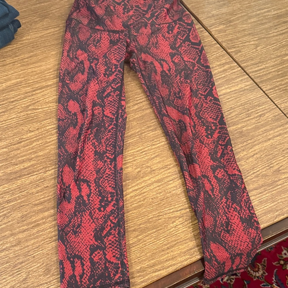 Very flattering Red and Black Snake Print Leggings